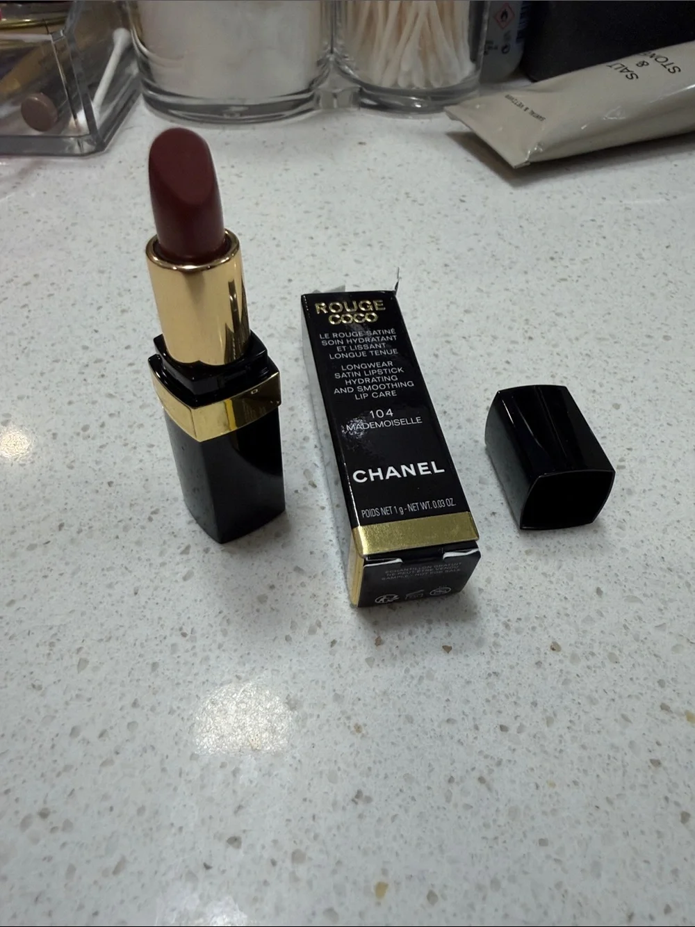 CHANEL Rouge Coco Matte Lipstick Mini — 104 Mademoiselle (Deep Rose-Berry)
